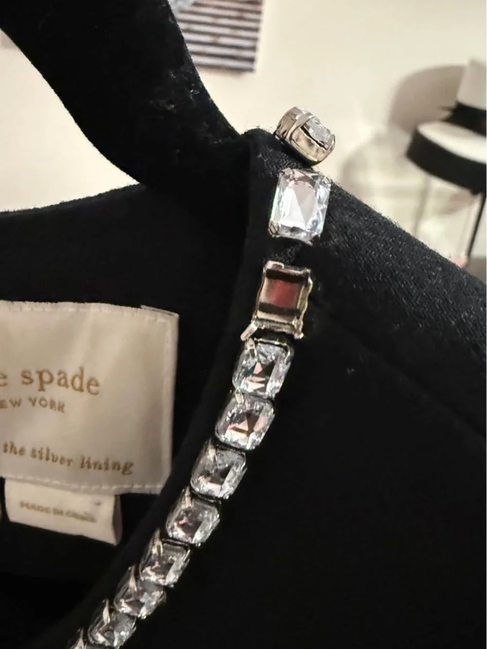 kate spade Black Long-Sleeve Dress with Crystal Bow